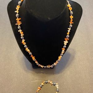 Neutral Set Necklace & Bracelet Stone Nugget Look Matching Set 2 …